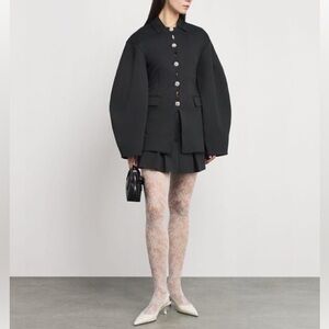 Ganni Women's Black Structured Neoprene Jacket - size 38